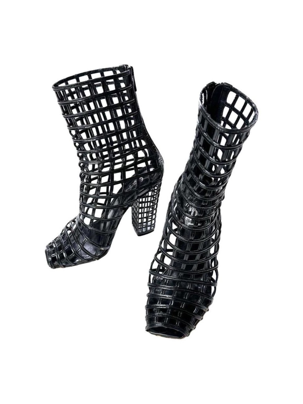 SS09 Yves Saint Laurent Black Cage Boots